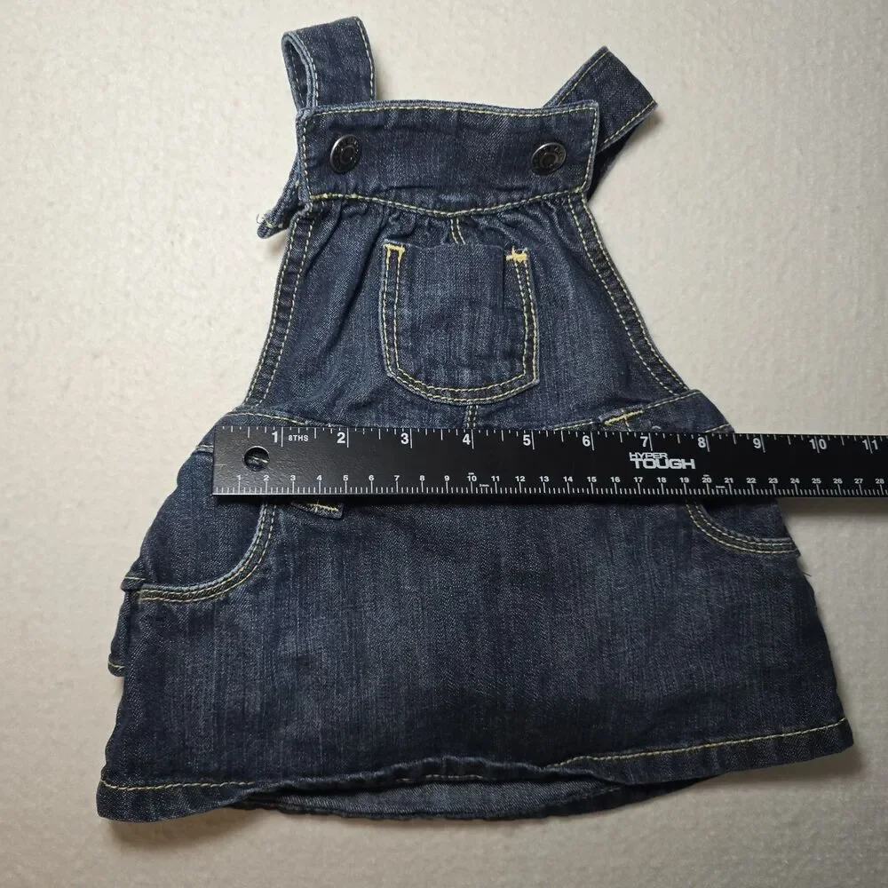 Old Navy Infant Girls Size 3-6 Months Denim Jumper Jean Dress Ruffled Back Cute!